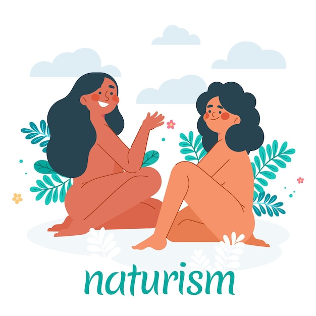 Illustrazione disegnata a mano di concetto di naturismo