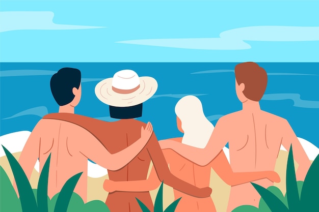 Vettore gratuito illustrazione disegnata a mano di concetto di naturismo