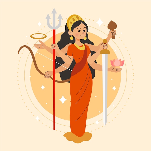 손으로 그린 navratri 개념