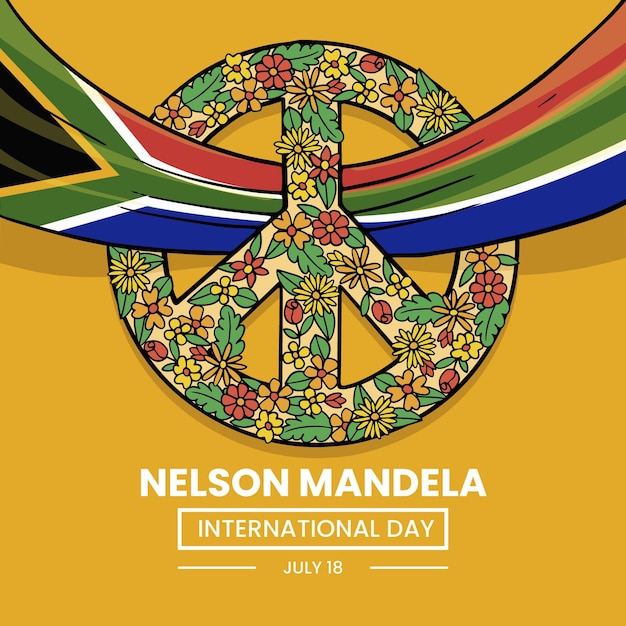 Vettore gratuito illustrazione disegnata a mano di nelson mandela international day