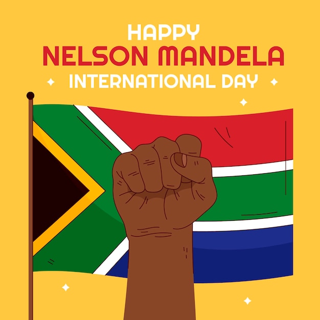 Illustrazione disegnata a mano di nelson mandela international day