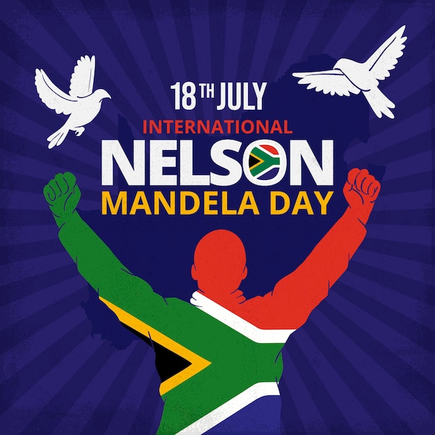 Vettore gratuito illustrazione disegnata a mano di nelson mandela international day