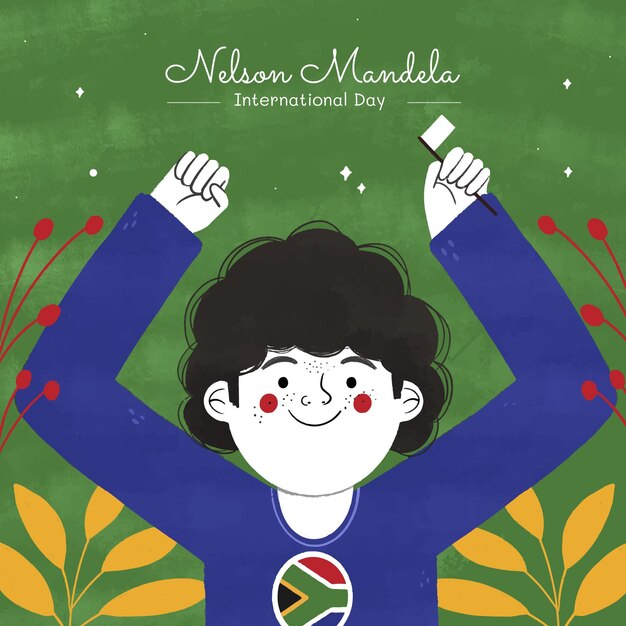 Free vector hand drawn nelson mandela international day illustration