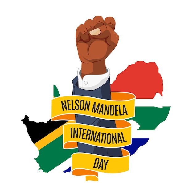 Hand drawn nelson mandela international day illustration
