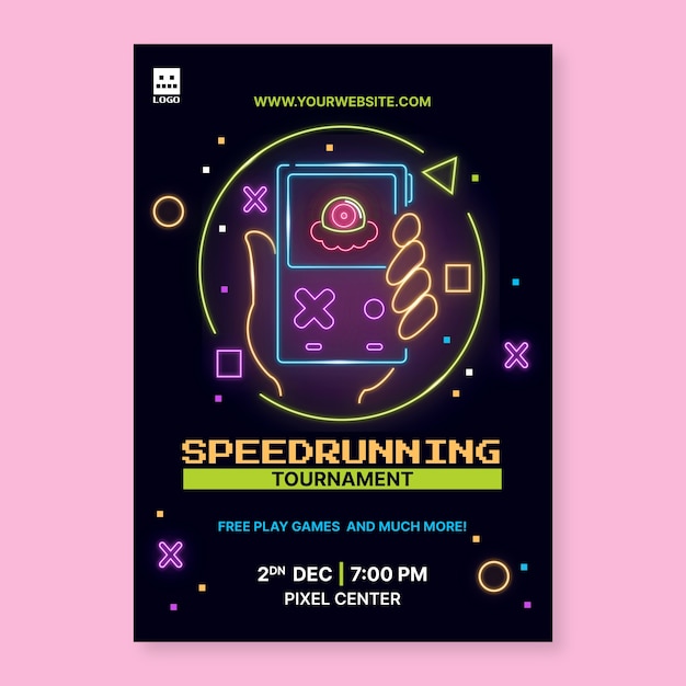 Free vector hand drawn neon gaming invitation