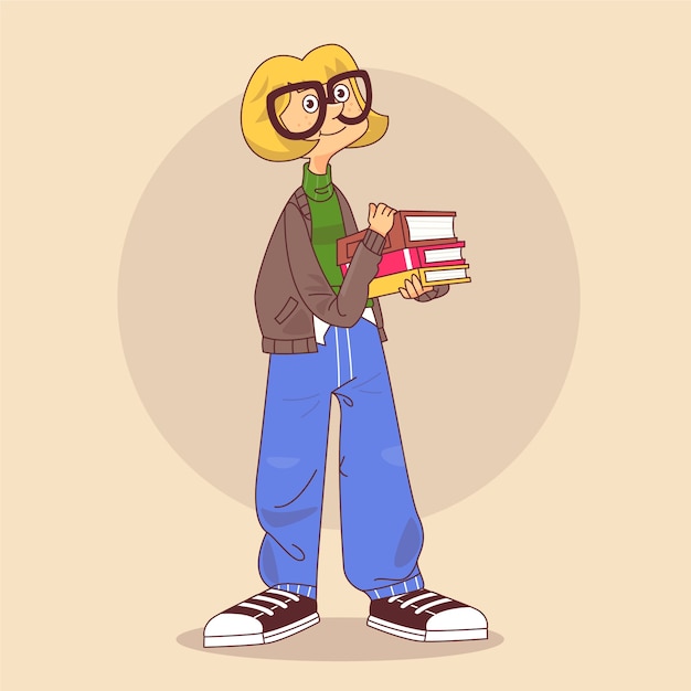 Free vector hand drawn nerd cartoon illustration