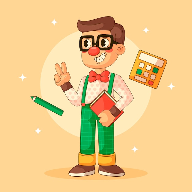 Free vector hand drawn nerd cartoon illustration