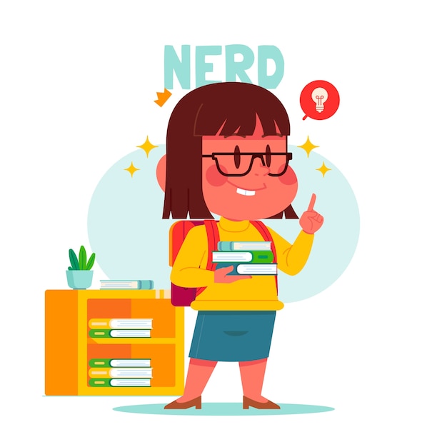 Free vector hand drawn nerd cartoon illustration