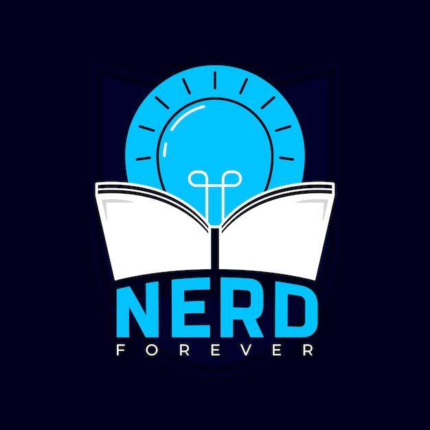 Modello di logo nerd disegnato a mano