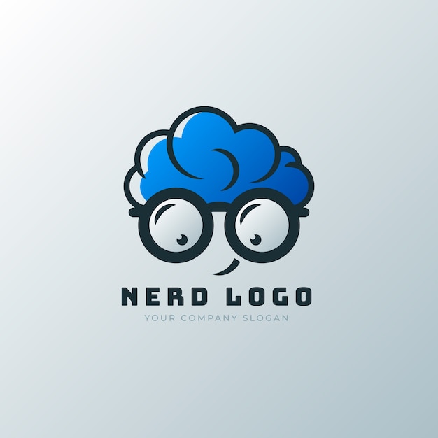 Vettore gratuito modello di logo nerd disegnato a mano