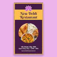 Free vector hand-drawn new delhi indian restaurant instagram story