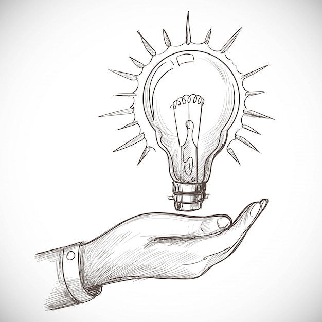 手描きの新しいアイデアイノベーションコンセプト電球スケッチ
