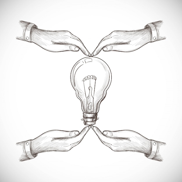 手描きの新しいアイデアのイノベーションとソリューションの概念電球