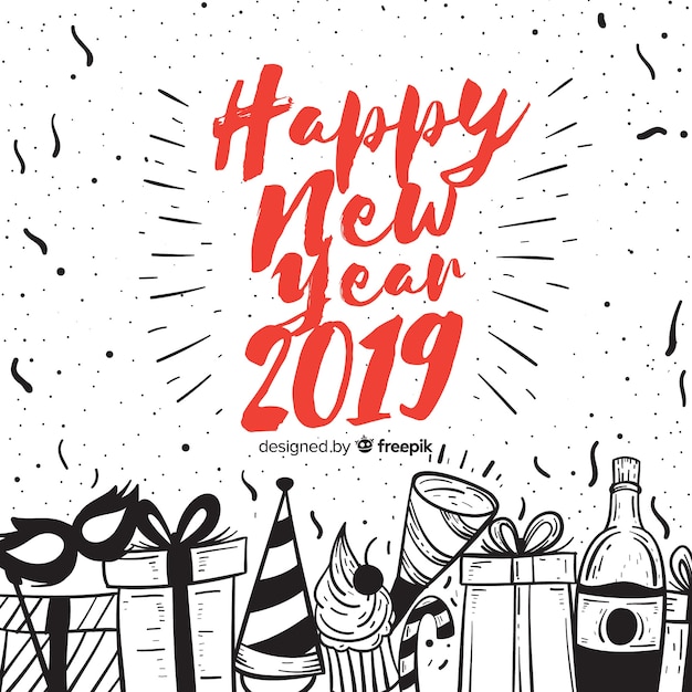 Free vector hand drawn new year 2019 background