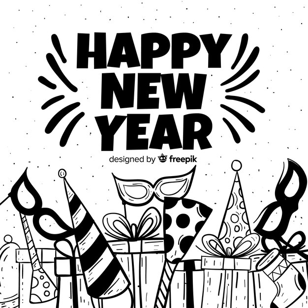 Hand drawn new year 2019 background