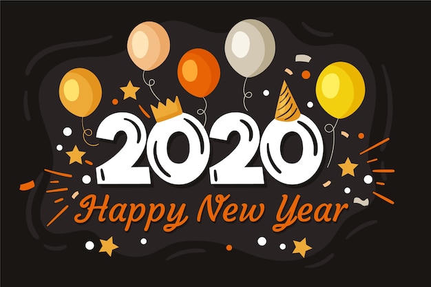 Free vector hand drawn new year 2020 background