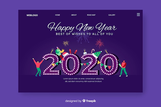 Hand drawn new year 2020 landing page