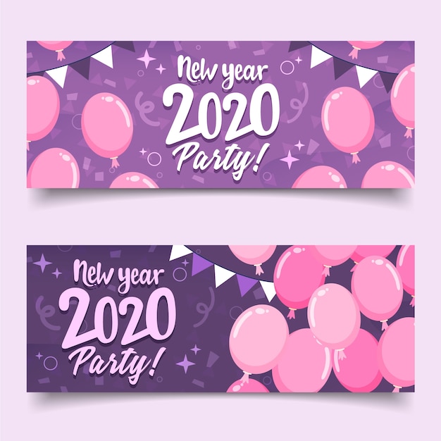 Hand drawn new year 2020 party banners