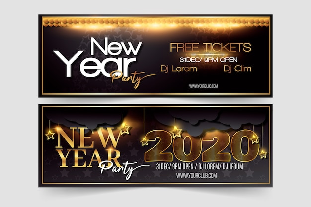 Hand drawn new year 2020 party banners