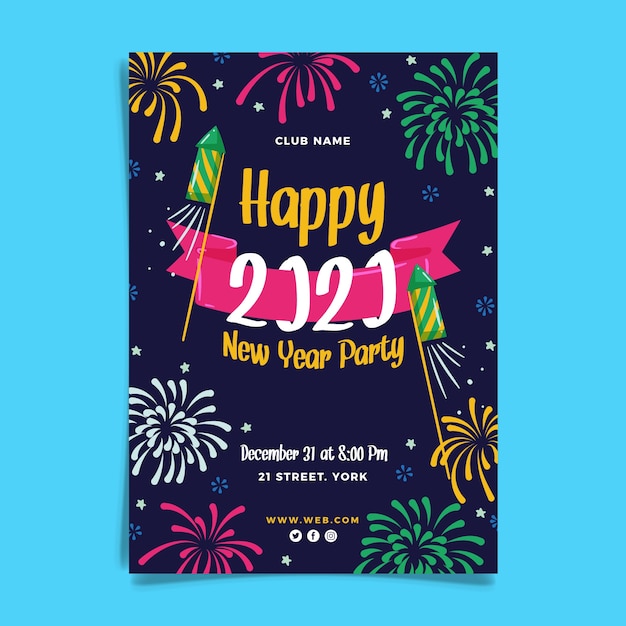 Free vector hand drawn new year 2020 party flyer template