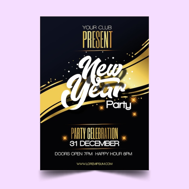 Hand drawn new year 2020 party flyer template