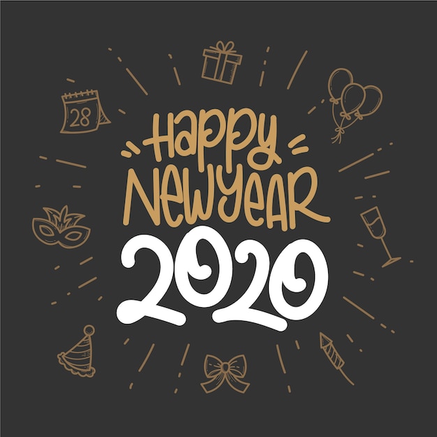 Free vector hand drawn new year 2020 wallpaper