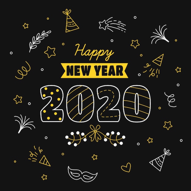 Free vector hand drawn new year 2020