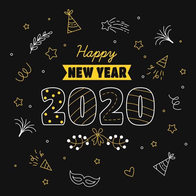 Hand drawn new year 2020