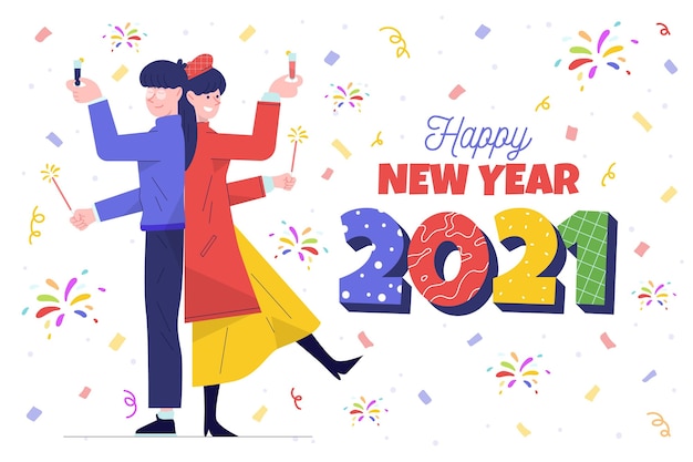 Free vector hand drawn new year 2021 background