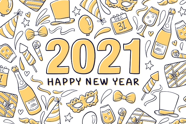 Hand drawn new year 2021 background