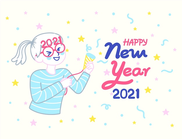 Hand drawn new year 2021 background