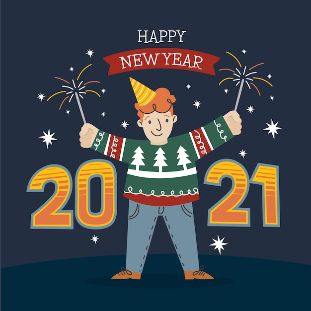 Free vector hand drawn new year 2021 background