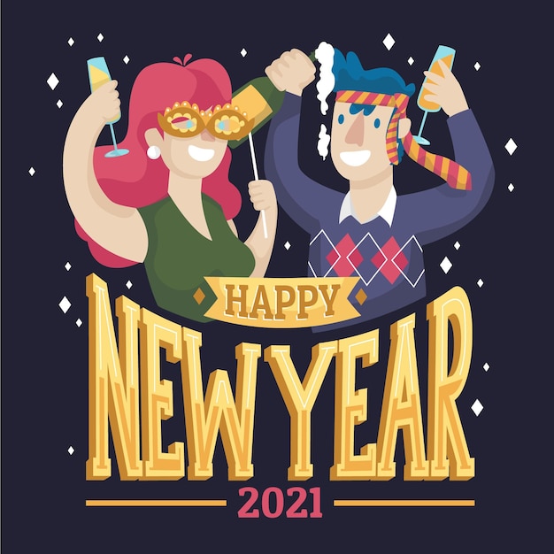 手描きの新年2021コンセプト