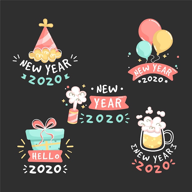 Free vector hand drawn new year 2021 label collection