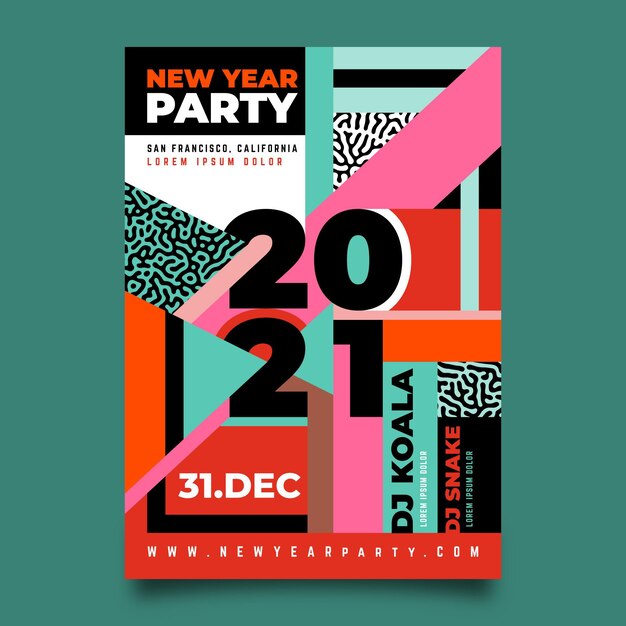 Hand drawn new year 2021 party poster template