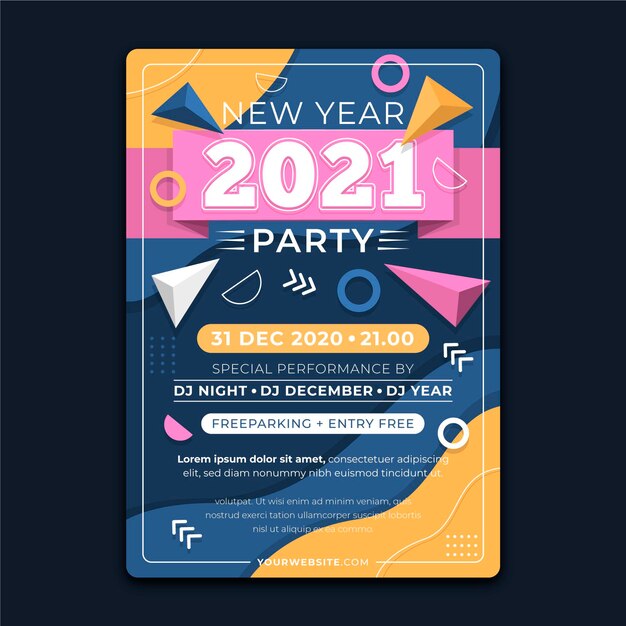 Hand drawn new year 2021 party poster template