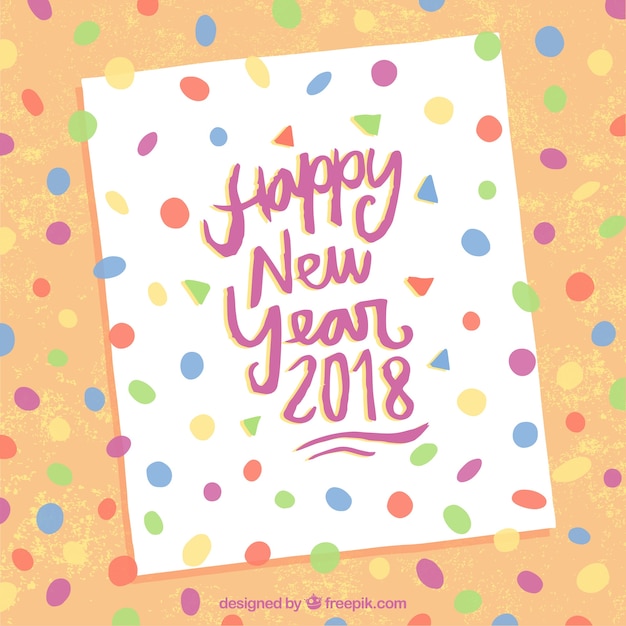 Hand drawn new year background with colourful confetti