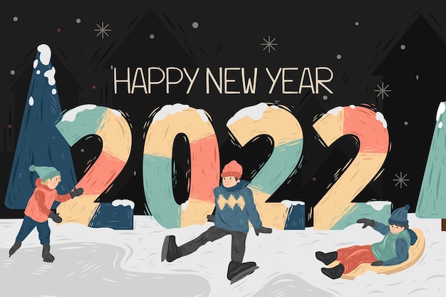 Hand drawn new year background