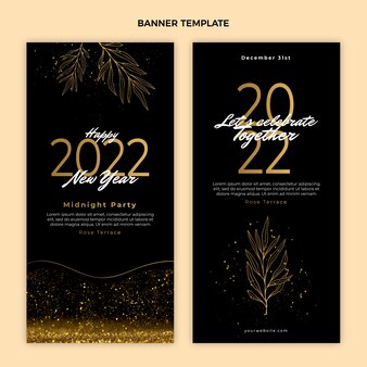 Hand drawn new year banners set Free Vector