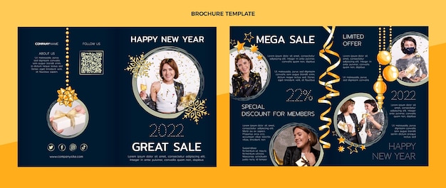 Hand drawn new year brochure template