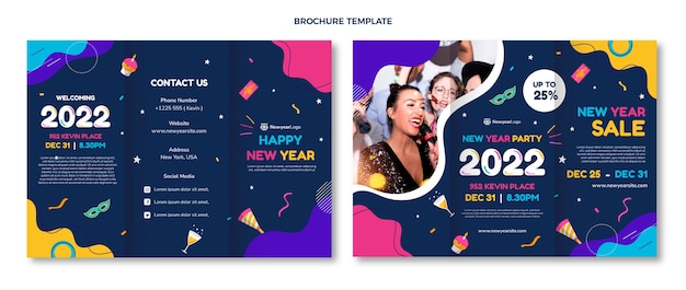 Hand drawn new year brochure template