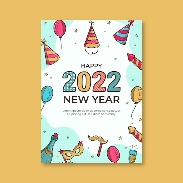 Free vector hand drawn new year greeting card template