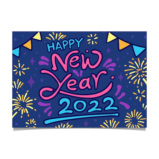 Hand drawn new year greeting card template
