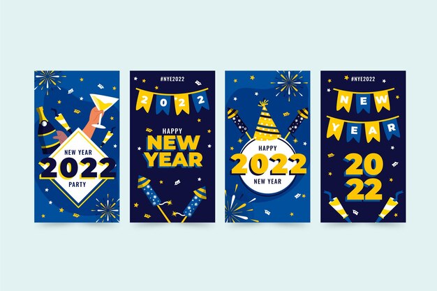 手描きの新年のインスタグラムストーリーコレクション
