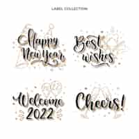 Free vector hand drawn new year labels collection