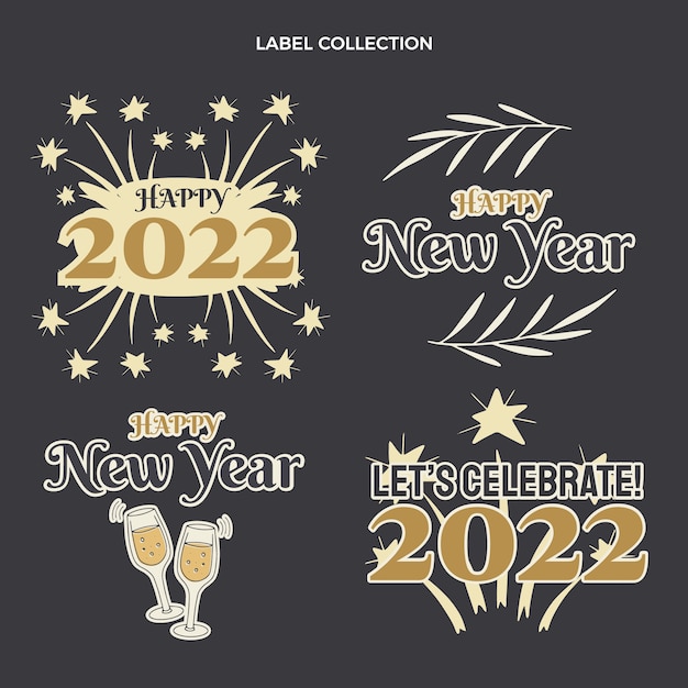 Free vector hand drawn new year labels collection