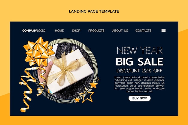 Free vector hand drawn new year landing page template