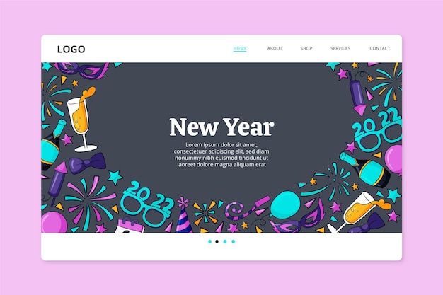 Free vector hand drawn new year landing page template