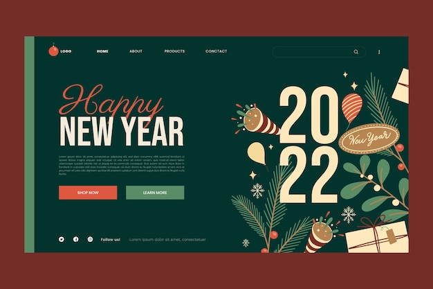 Free vector hand drawn new year landing page template