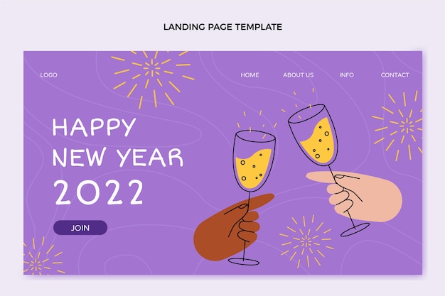 Hand drawn new year landing page template